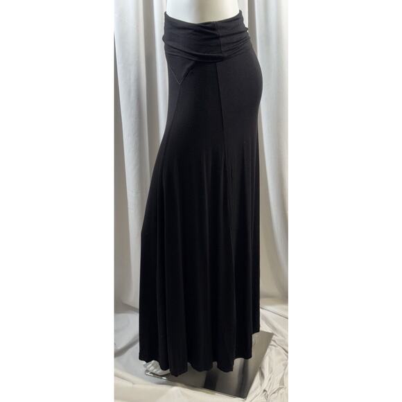 Max Studio Fold Over Waist Maxi Jersey Skirt, Black, Sz: M, 73-20 - Picture 3 of 16